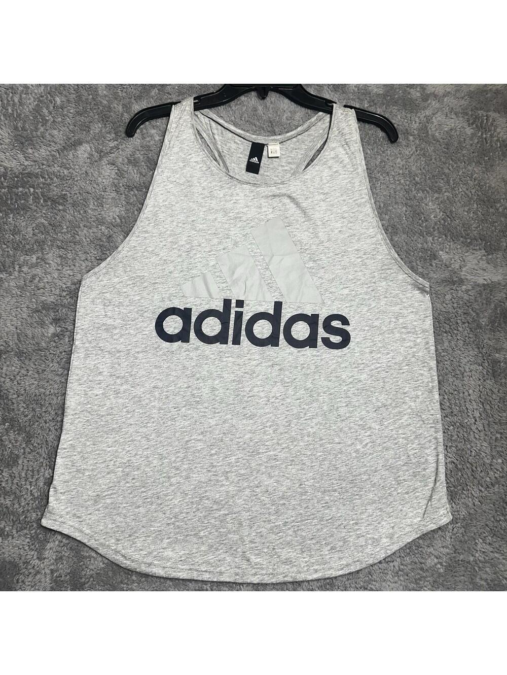 Adidas Tank Top Womens XL Gray Heather Racerback Logo S97223 Activewear